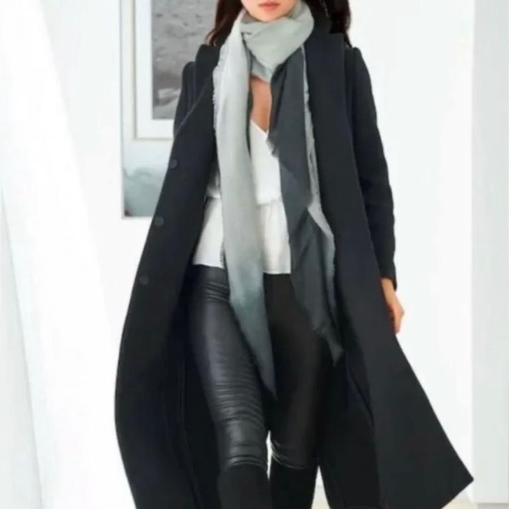 $150 MSRP Cushnie Oversized Carly Long Scarf Wrap Black Gray Cream Ombre New